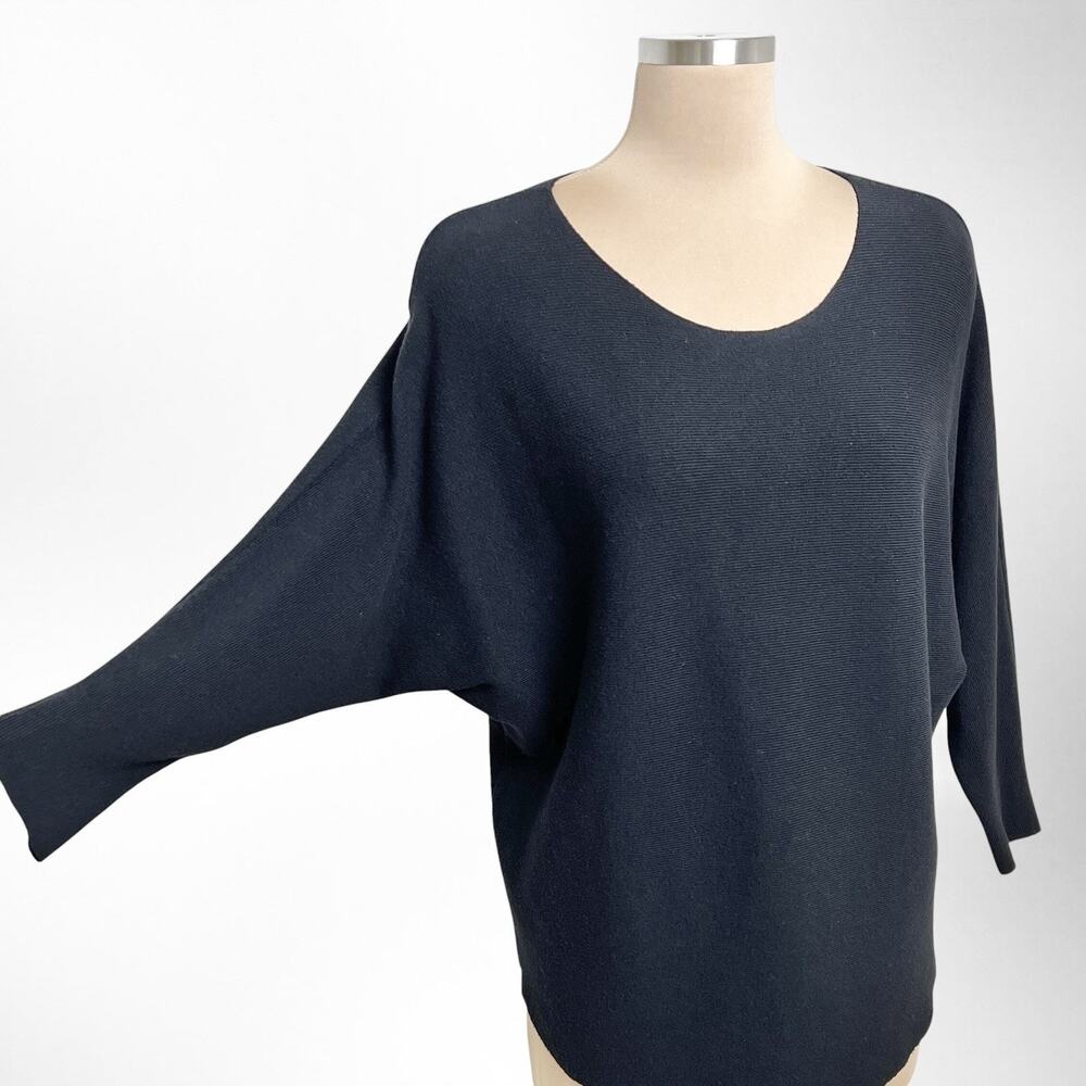Vila Milano Black Dolman Sweater Large Soft Rayon Blend Knit Pullover Capsule